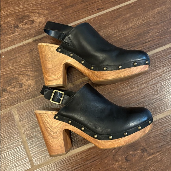 KORK Ease Sienna Slingback Leather Studded Platform Clogs- 10 - Picture 4 of 12